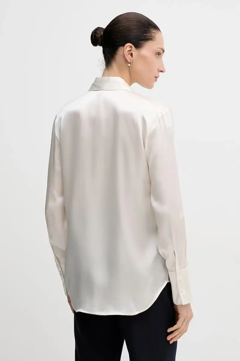 camicia in seta colore grigio 5LZMLQ05E Beige miniatura 3