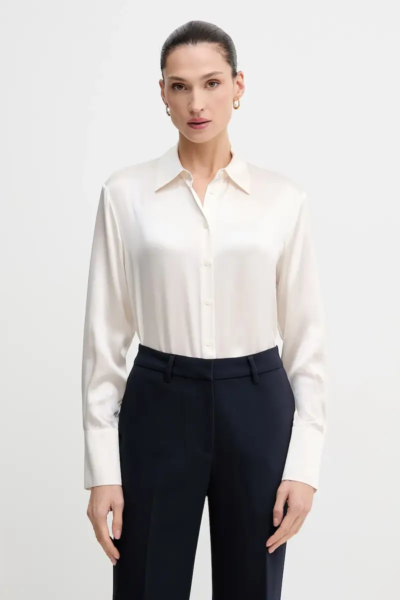 camicia in seta colore grigio 5LZMLQ05E Beige