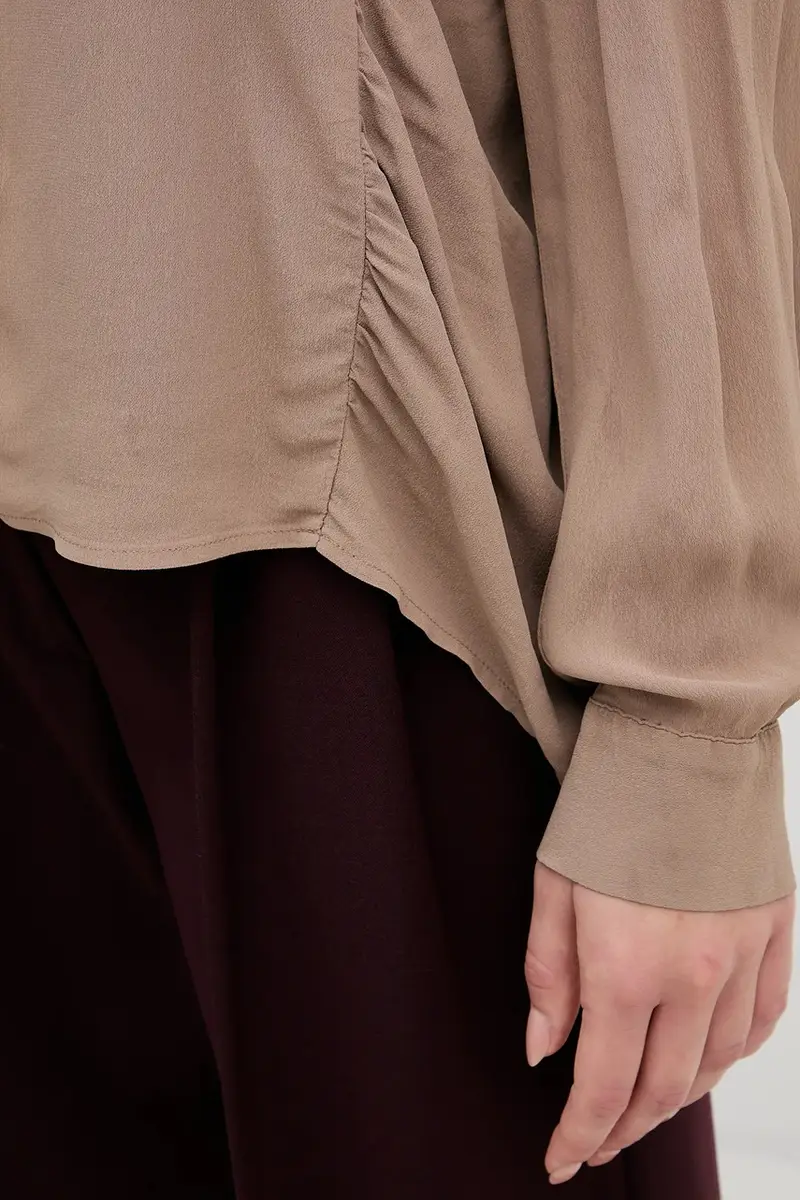 Sisley Maglia marrone donna in tessuto leggero miniatura 5