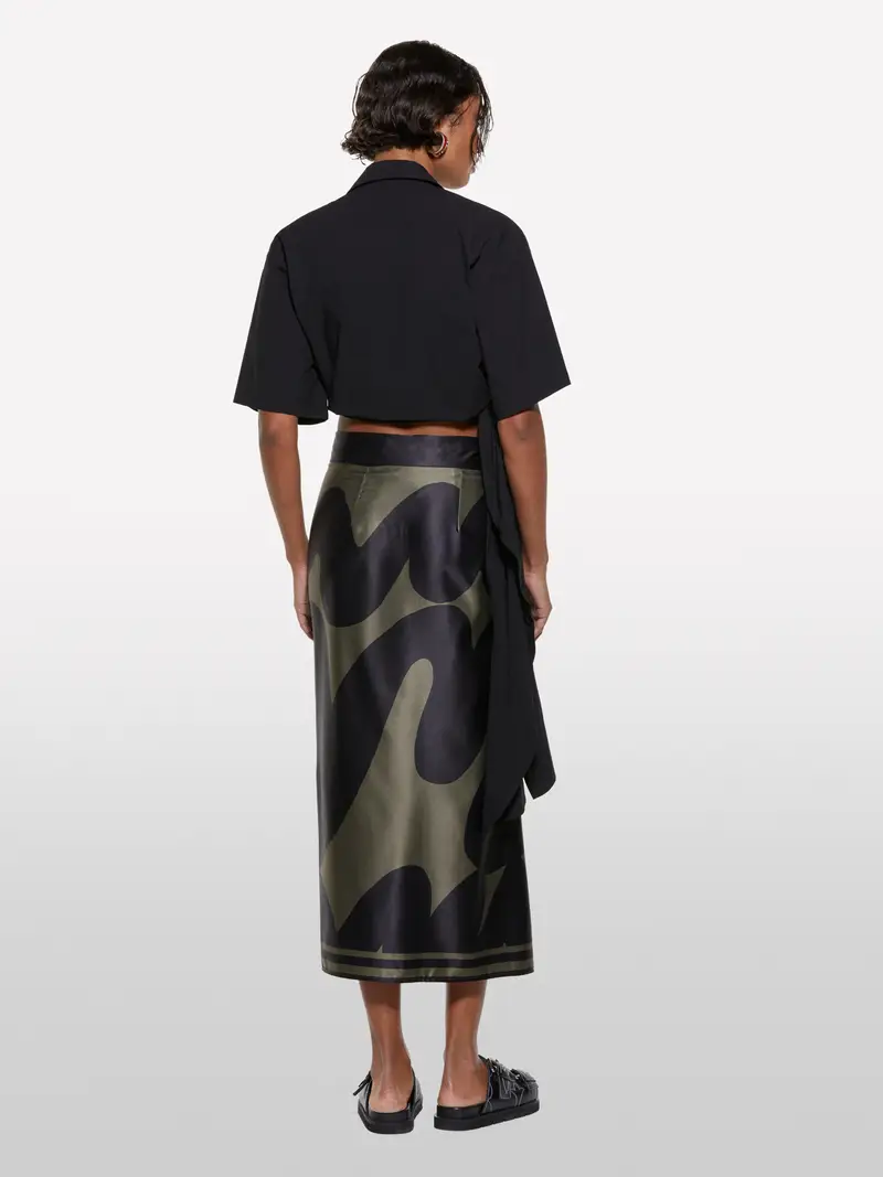 Camicia Nera Incrociata, Donna, Nero miniatura 3