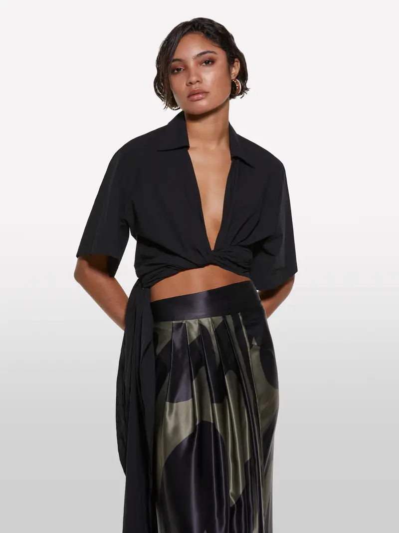 Camicia Nera Incrociata, Donna, Nero miniatura 4