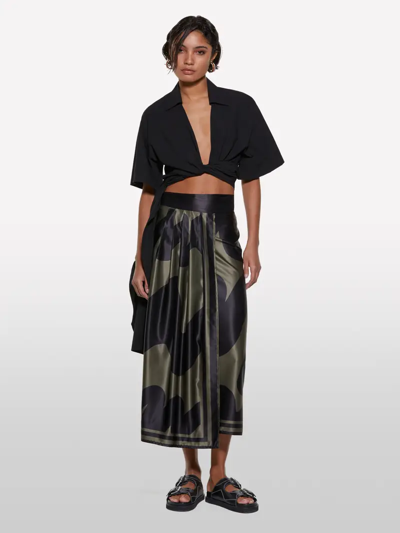 Camicia Nera Incrociata, Donna, Nero