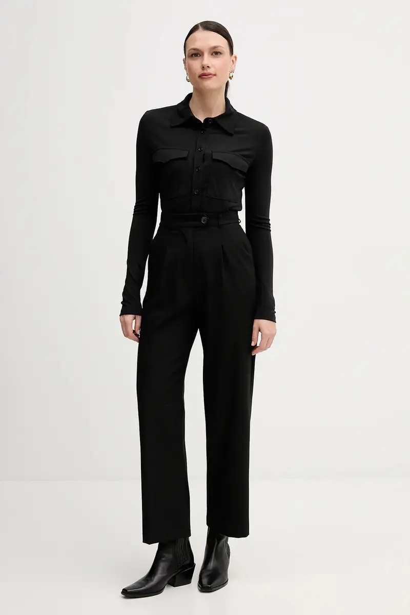 Sisley Maglia nera donna con tasche miniatura 2