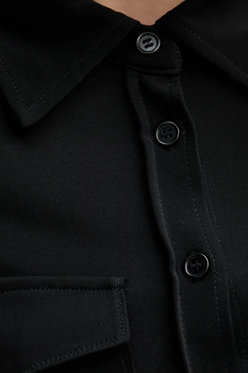 Sisley Maglia nera donna con tasche miniatura 5