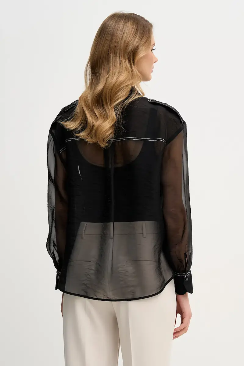 Sisley Maglia nera con taglio largo miniatura 3