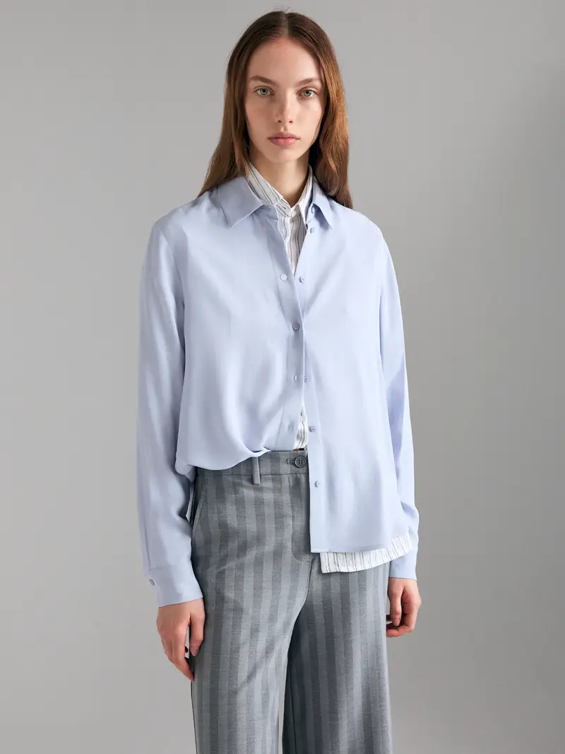 Camicia Over Fit, Donna, Bianco miniatura 3