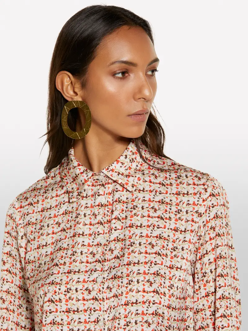 Camicia Rosa In Satin Stampato, Donna, Multicolore miniatura 5