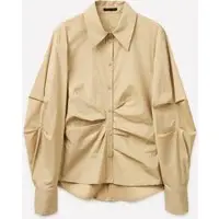 Camicia Slim Fit Con Arriccio, Donna, Beige miniatura 4