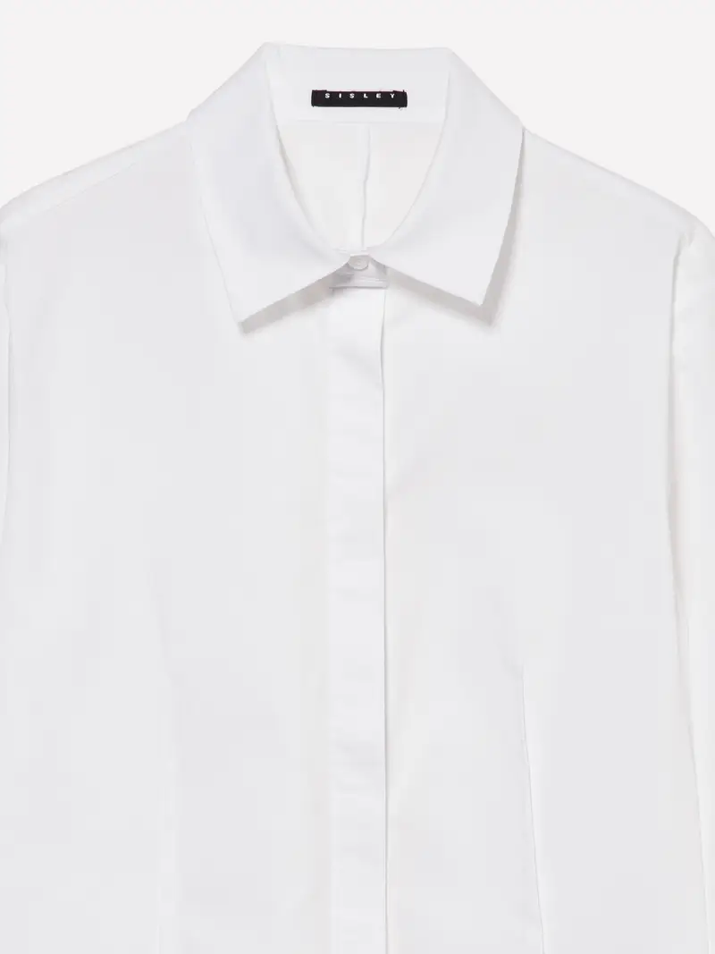 Camicia Slim Fit Con Pinces, Donna, Bianco miniatura 3
