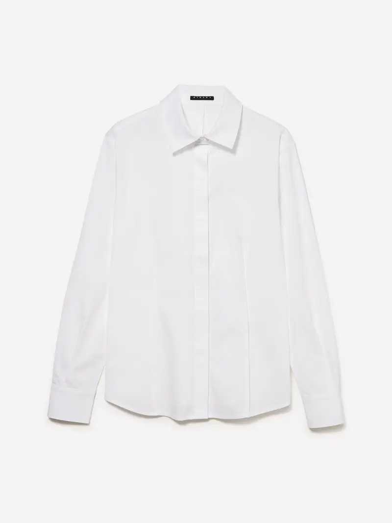 Camicia Slim Fit Con Pinces, Donna, Bianco