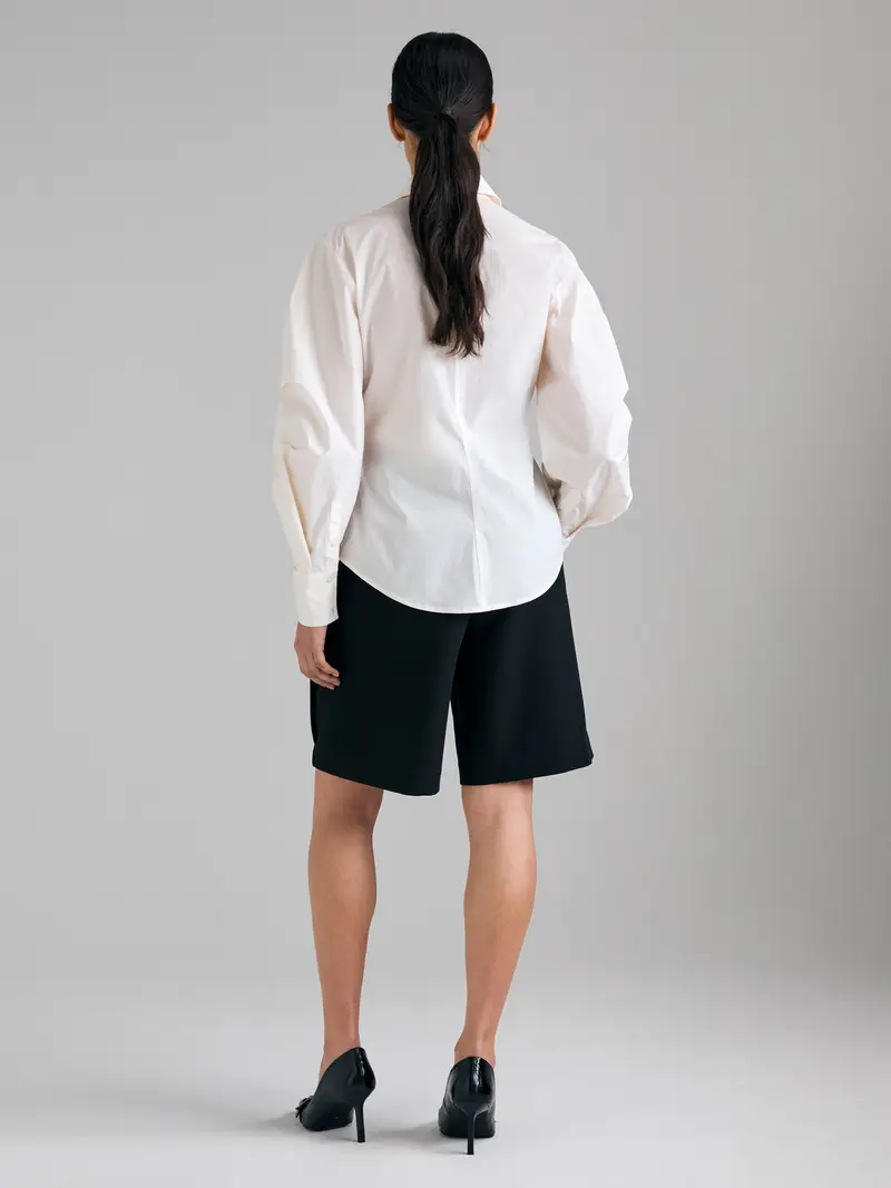 Camicia Slim Fit Con Pinces, Donna, Bianco Panna miniatura 2