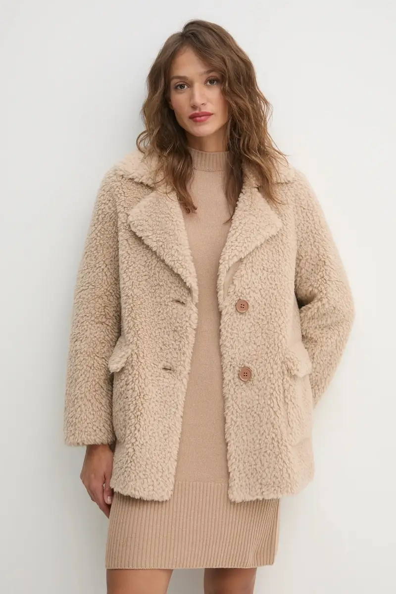 cappotto con aggiunta di lana colore beige 24C7LN053