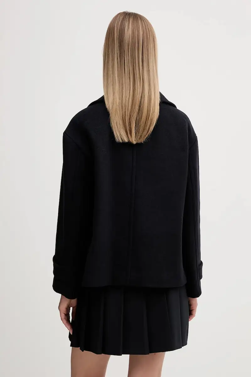 cappotto con lana Blu navy miniatura 3