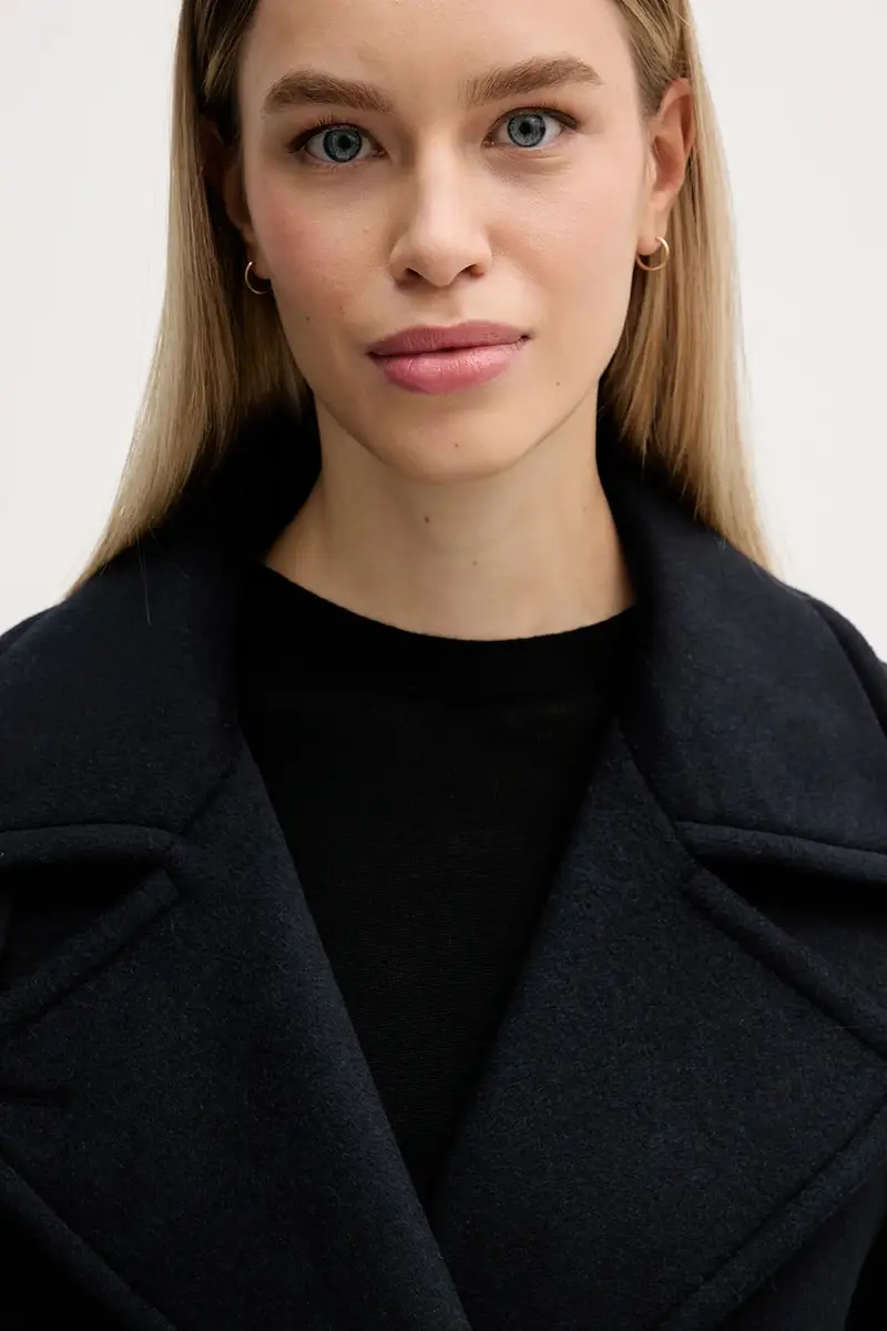 cappotto con lana Blu navy miniatura 4