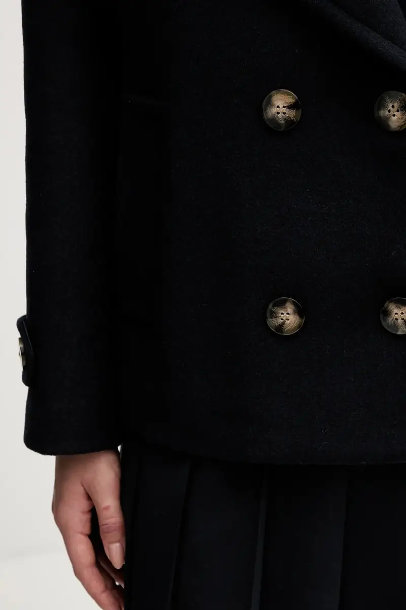 cappotto con lana Blu navy miniatura 5