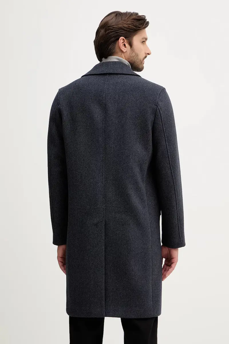 cappotto con lana colore blu navy 2UHZSN044 miniatura 3