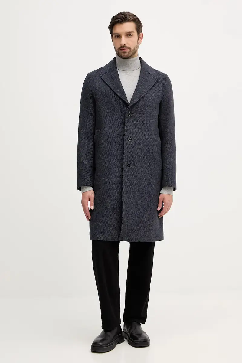 cappotto con lana colore blu navy 2UHZSN044