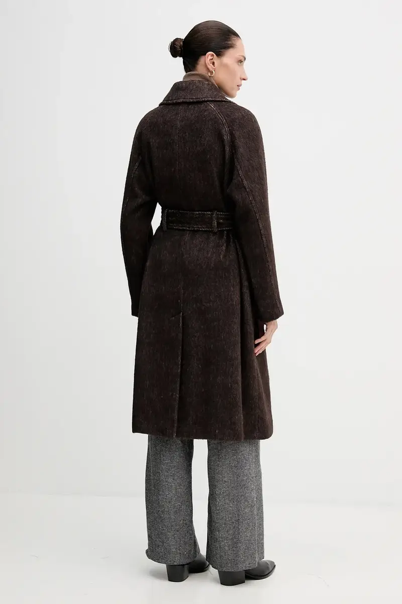 cappotto con lana colore marrone 21FKLN06C miniatura 3