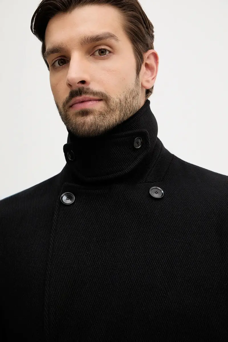 cappotto con lana colore nero 2FCASN04A miniatura 4