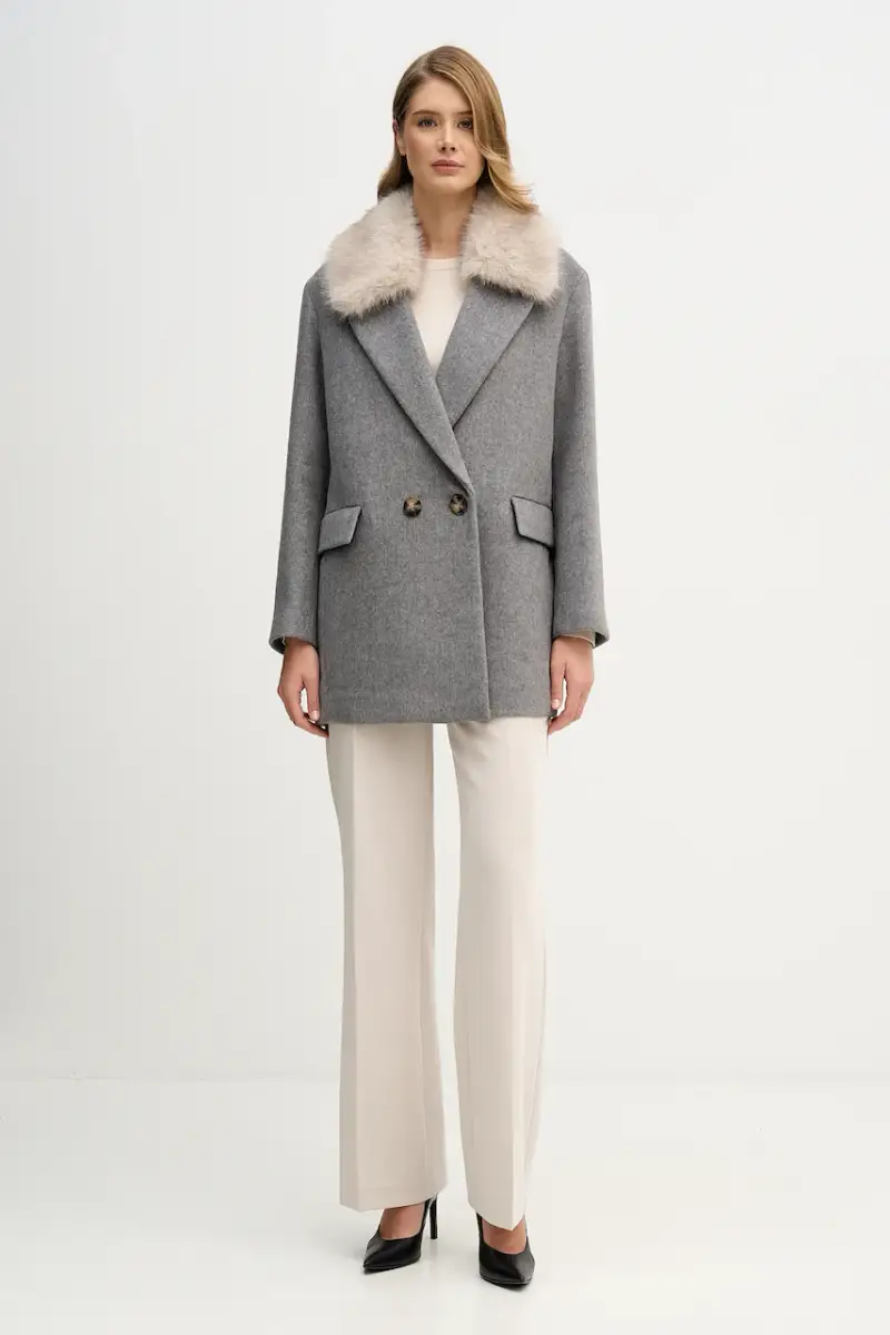 cappotto con lana Grigio miniatura 2