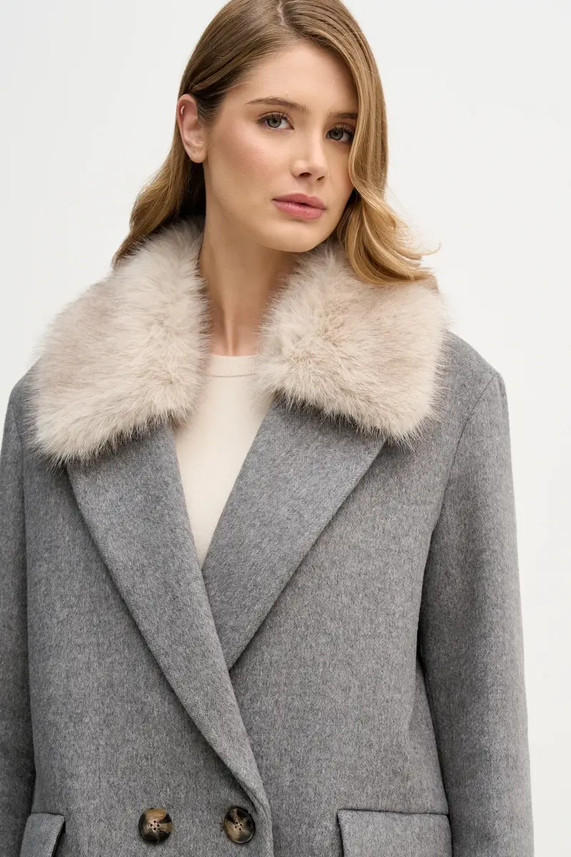 cappotto con lana Grigio miniatura 4