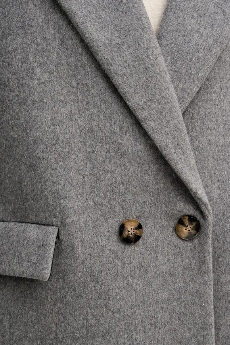 cappotto con lana Grigio miniatura 5