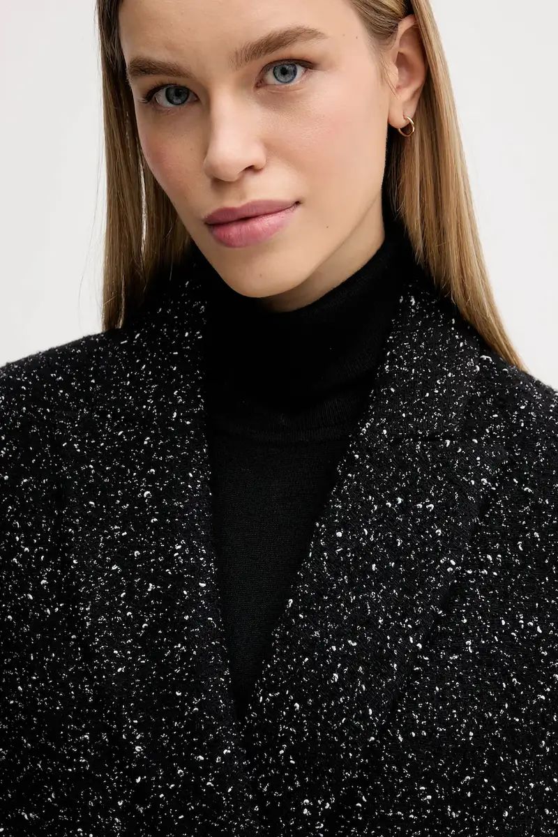 cappotto con lana Nero miniatura 4