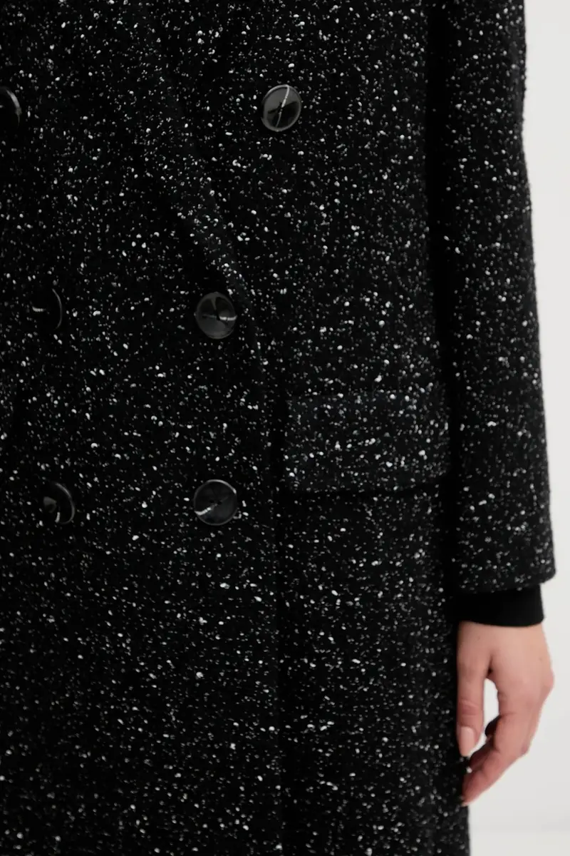 cappotto con lana Nero miniatura 5