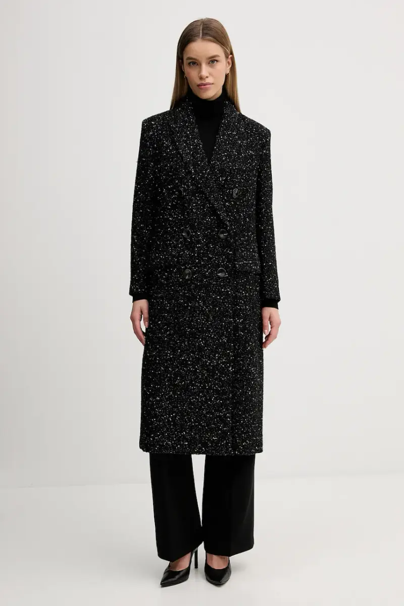 cappotto con lana Nero