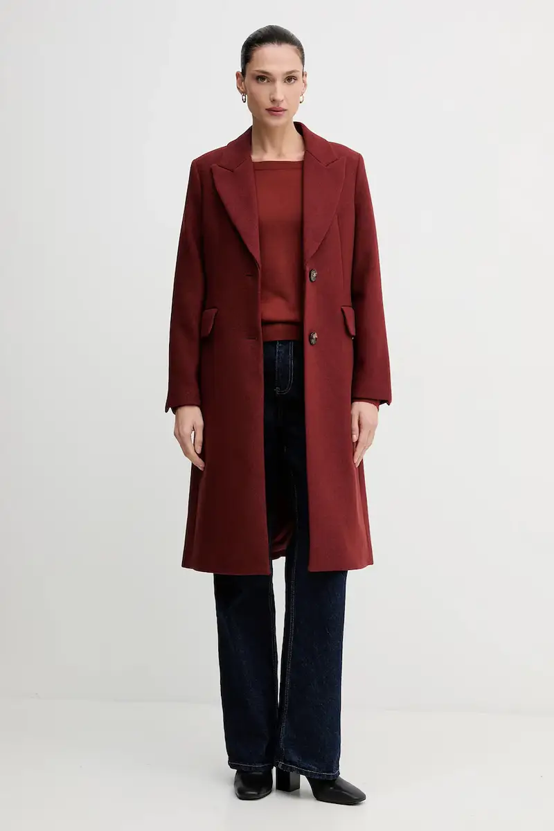 cappotto in lana colore marrone 2JJYLN04Z Granata miniatura 2