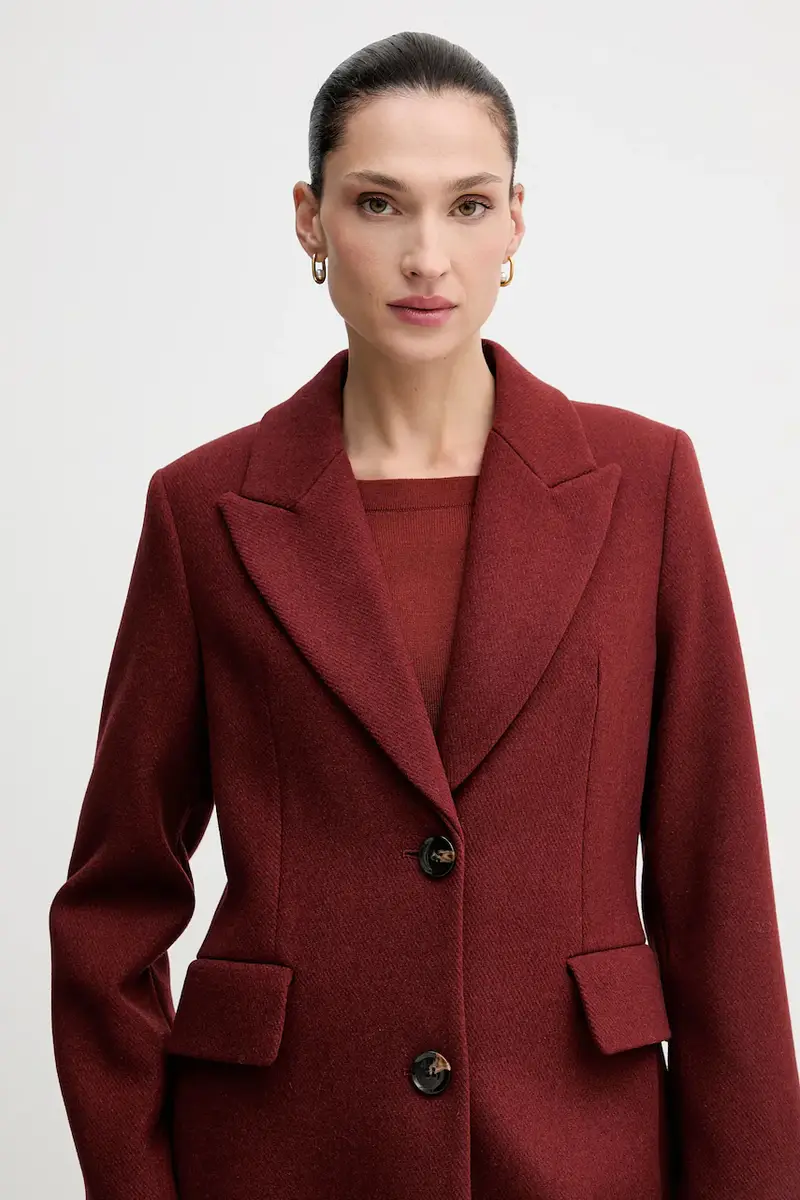 cappotto in lana colore marrone 2JJYLN04Z Granata miniatura 4