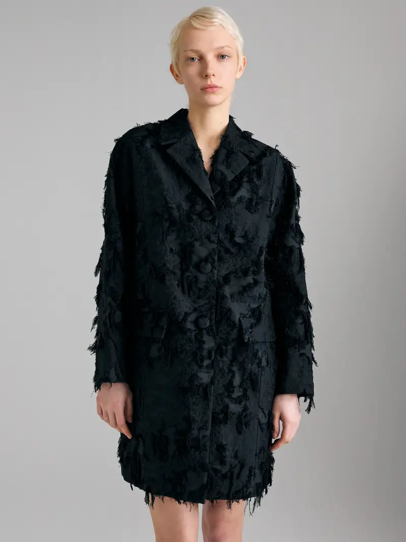 Cappotto Marmorizzato, Donna, Nero miniatura 3