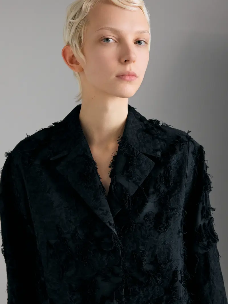 Cappotto Marmorizzato, Donna, Nero miniatura 4