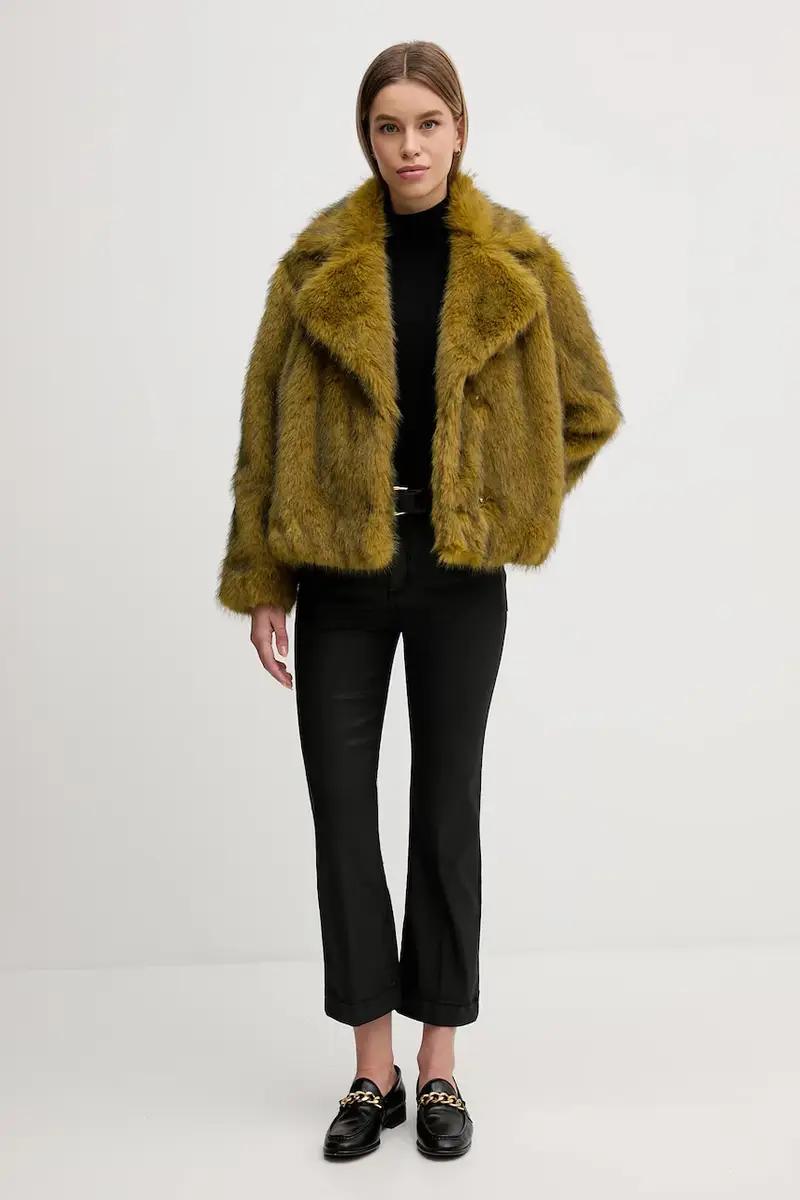 Sisley Cappotto verde in pelliccia sintetica per donna miniatura 2