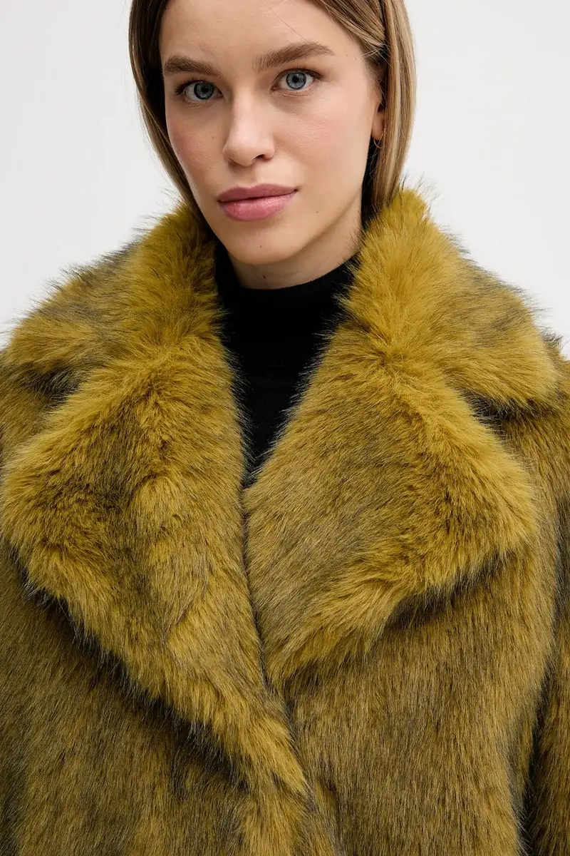 Sisley Cappotto verde in pelliccia sintetica per donna miniatura 4