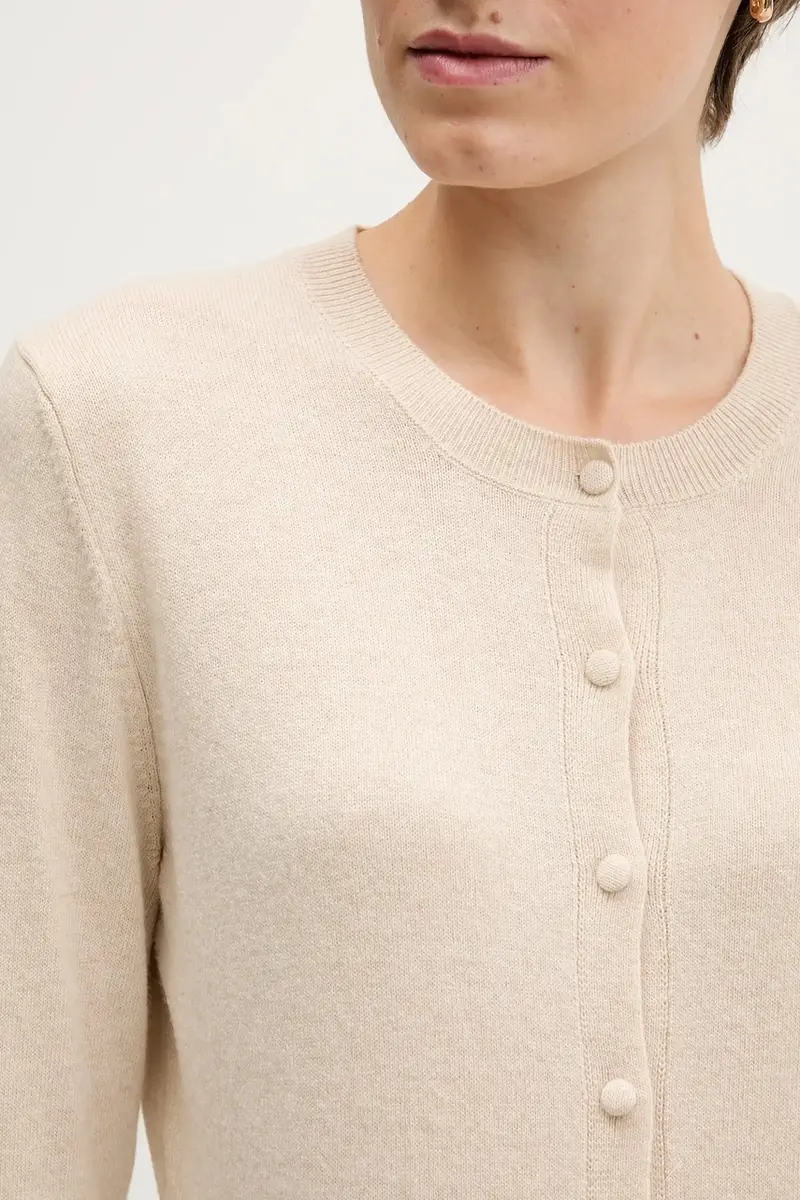 cardigan con aggiunta di lana colore beige 102HM5237 miniatura 5