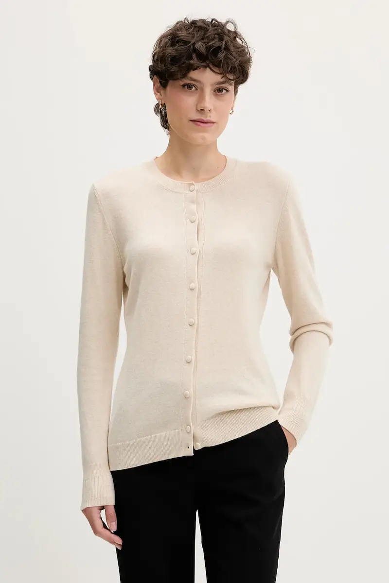 cardigan con aggiunta di lana colore beige 102HM5237