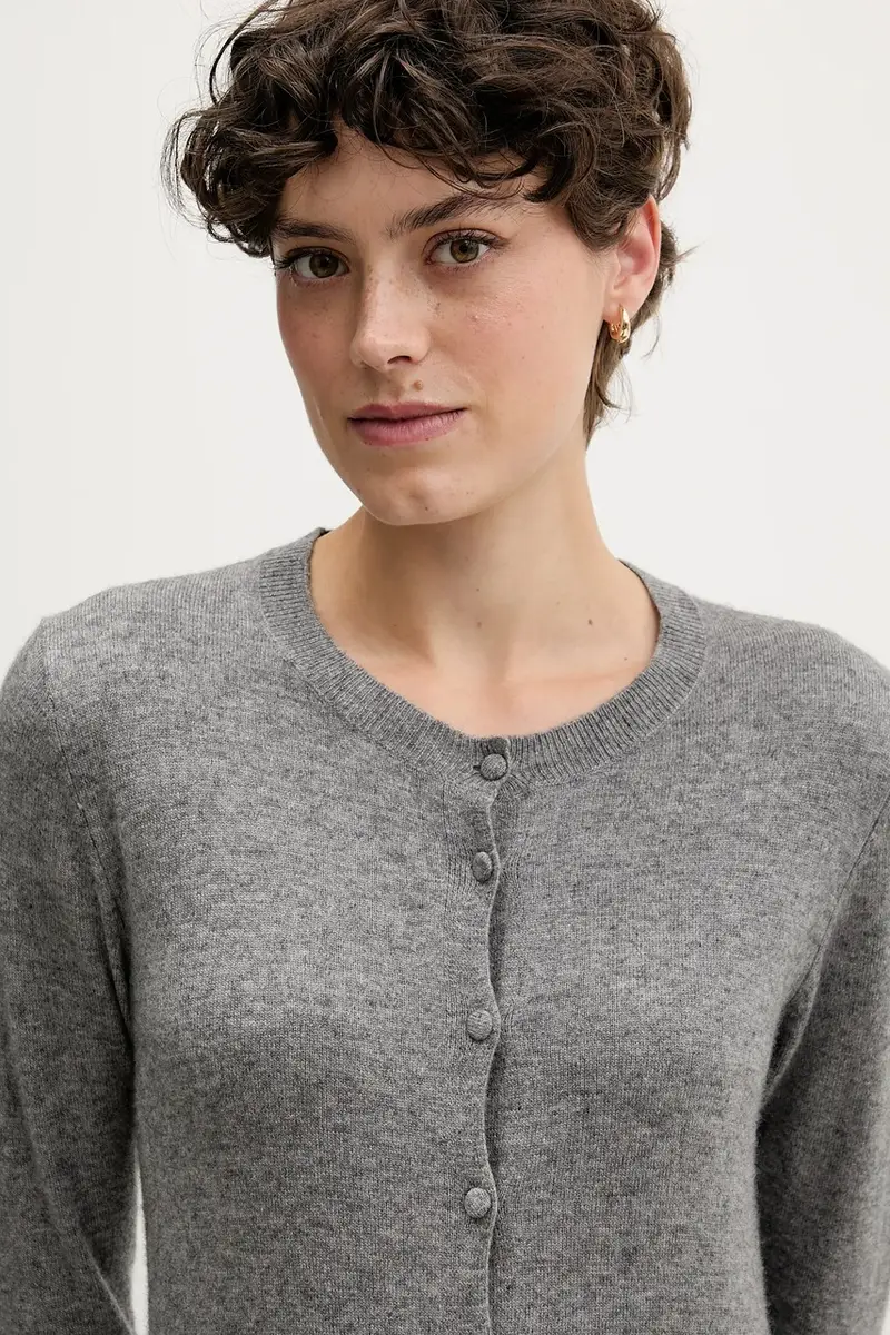 cardigan con aggiunta di lana colore beige 102HM5237 Grigio miniatura 4