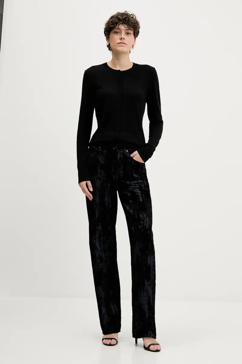 cardigan con aggiunta di lana colore beige 102HM5237 Nero miniatura 2