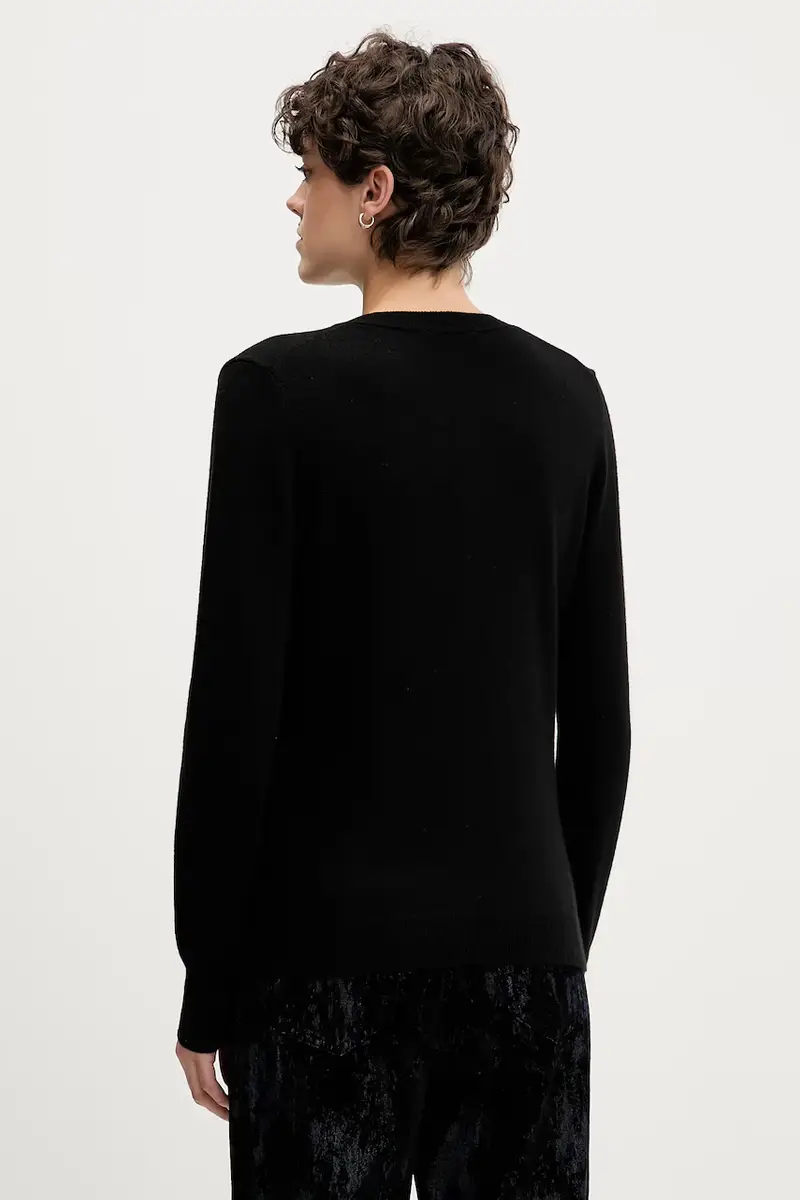 cardigan con aggiunta di lana colore beige 102HM5237 Nero miniatura 3