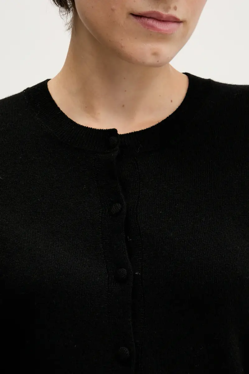 cardigan con aggiunta di lana colore beige 102HM5237 Nero miniatura 5