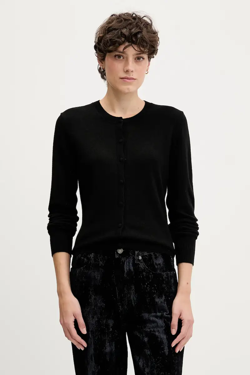 cardigan con aggiunta di lana colore beige 102HM5237 Nero