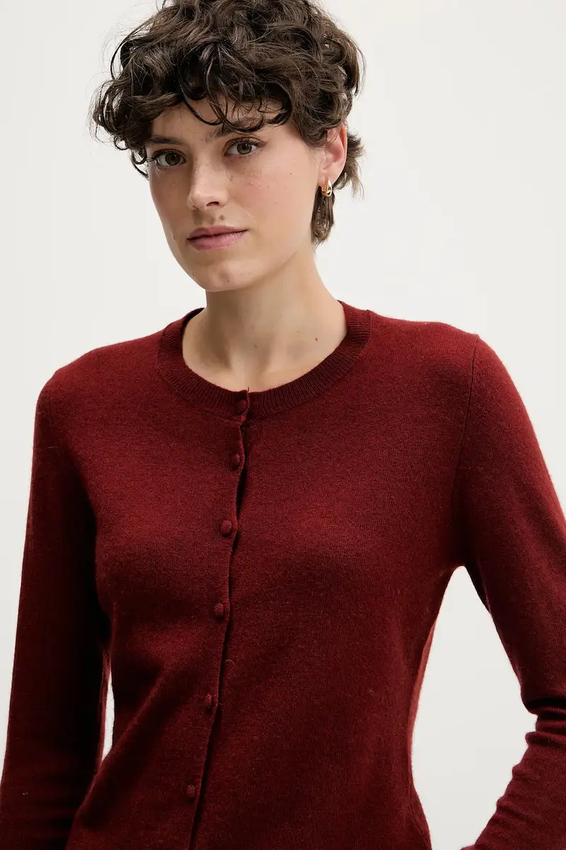 cardigan con aggiunta di lana colore beige 102HM5237 Rosso miniatura 4