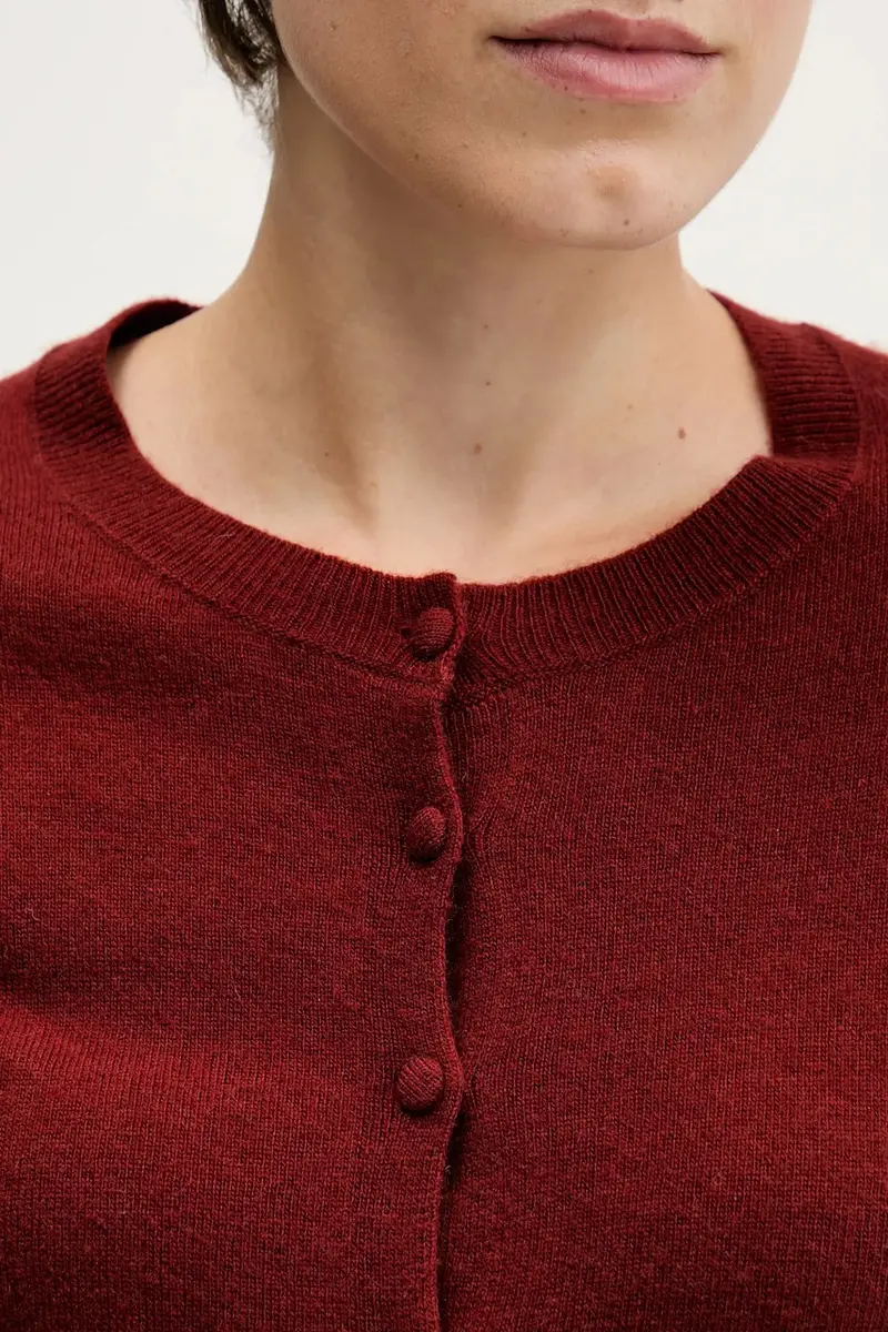 cardigan con aggiunta di lana colore beige 102HM5237 Rosso miniatura 5