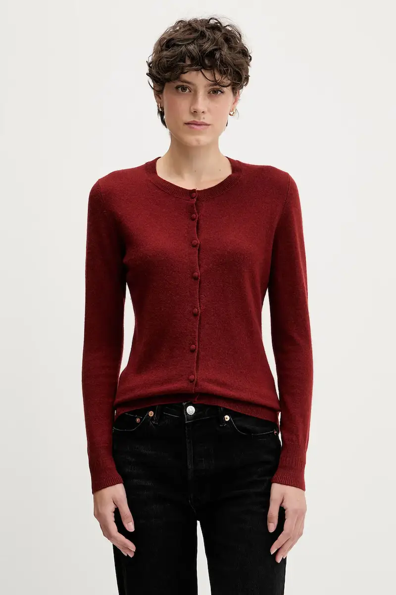 cardigan con aggiunta di lana colore beige 102HM5237 Rosso