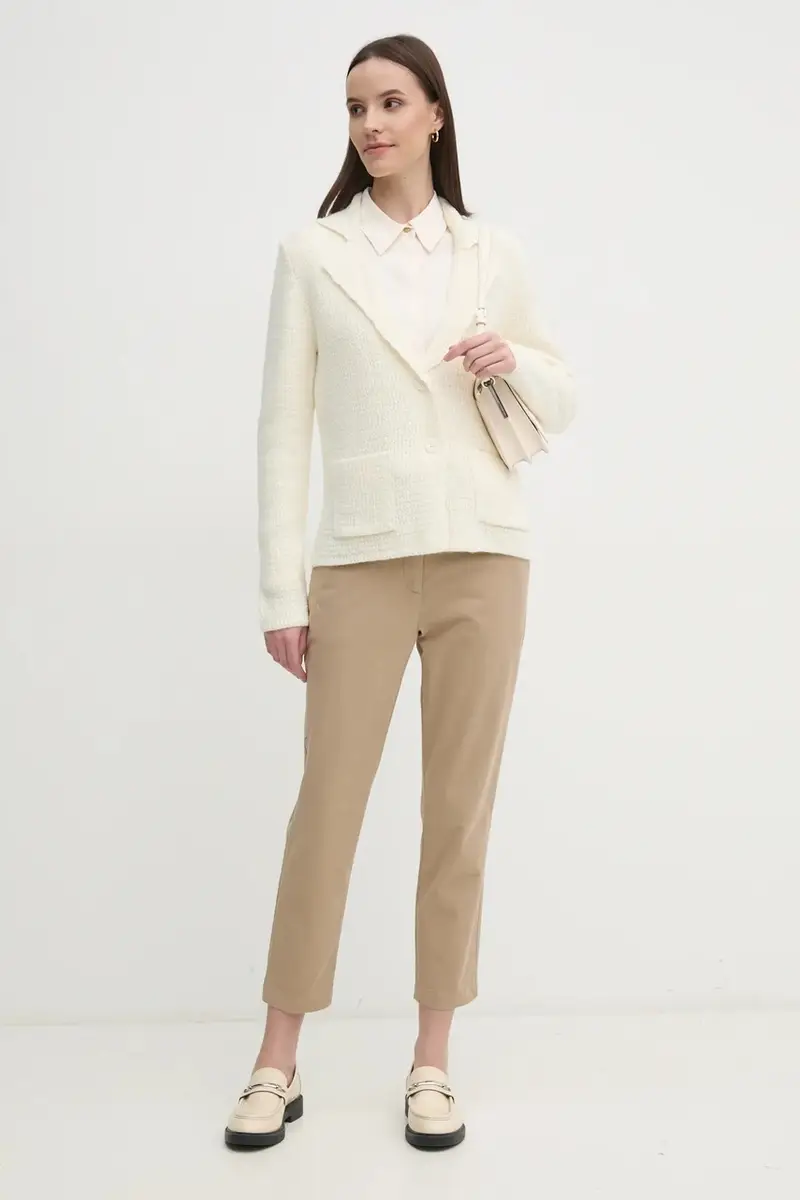 cardigan con aggiunta di lana colore beige 1176M602D miniatura 2