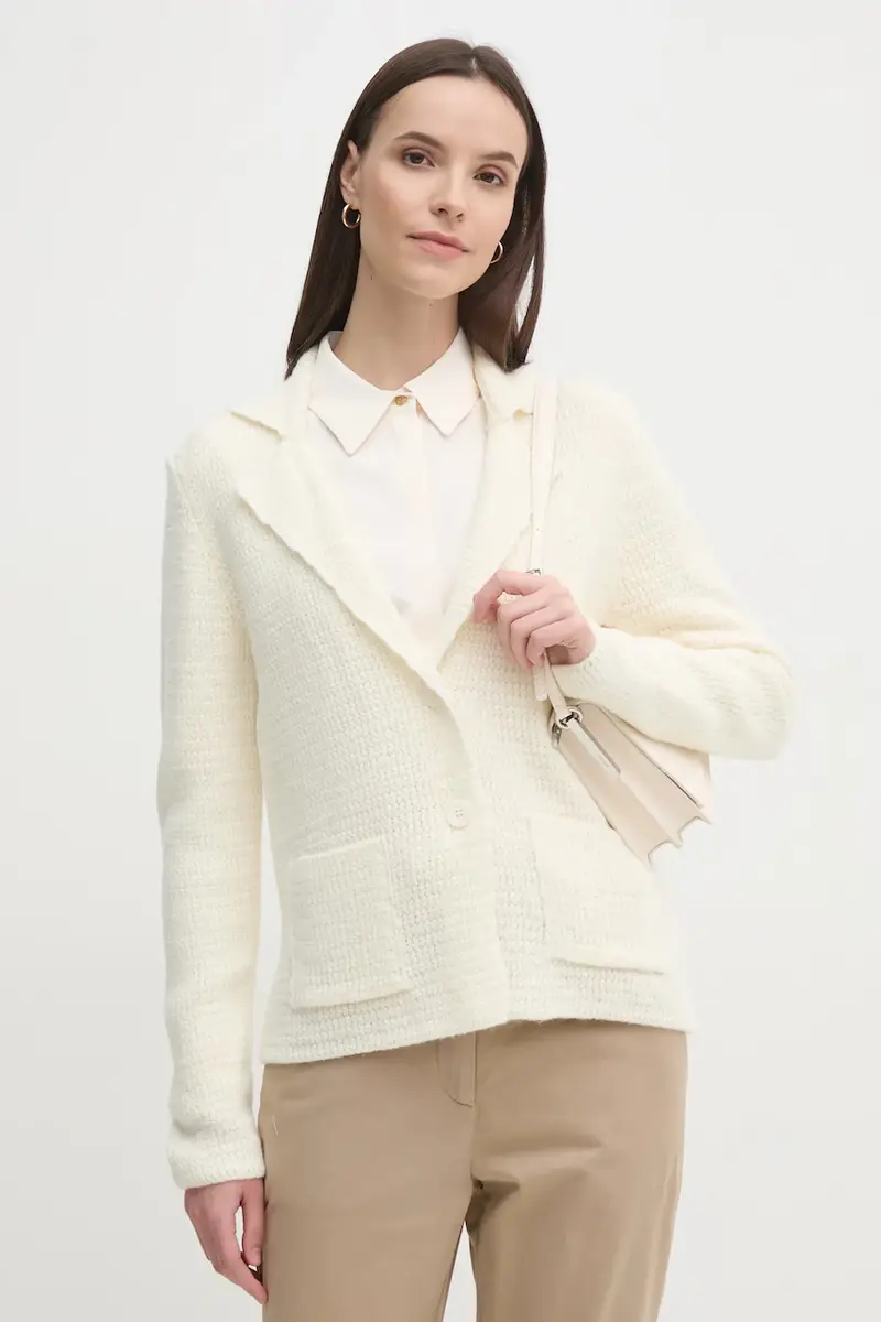 cardigan con aggiunta di lana colore beige 1176M602D