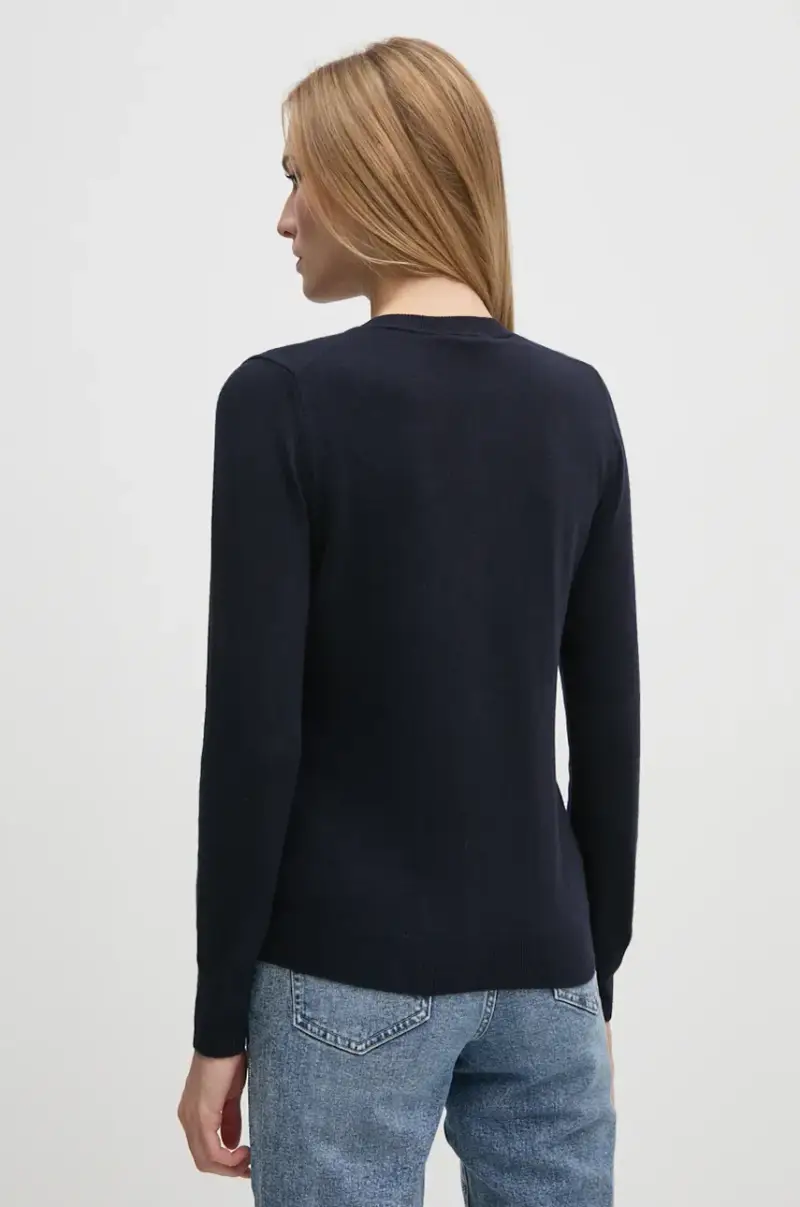 cardigan con aggiunta di lana colore blu navy 102HM5237 miniatura 3