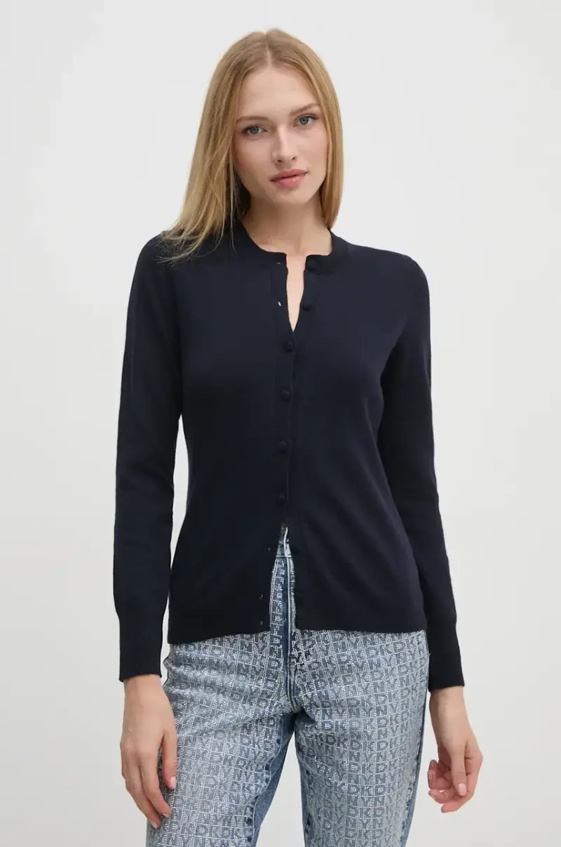 cardigan con aggiunta di lana colore blu navy 102HM5237
