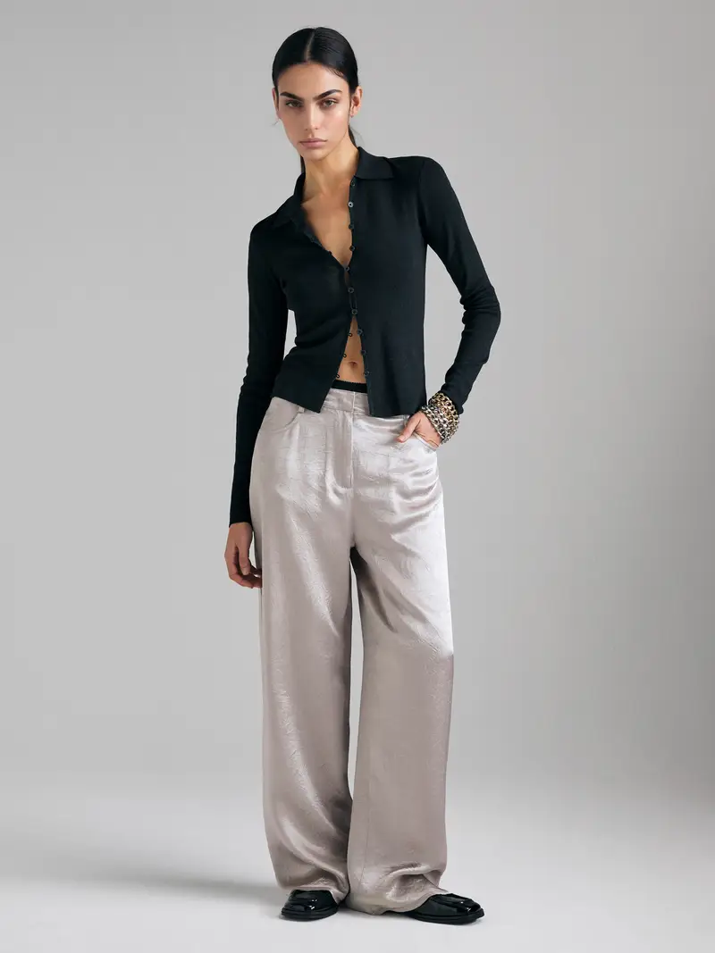 Cardigan Con Colletto, Donna, Nero